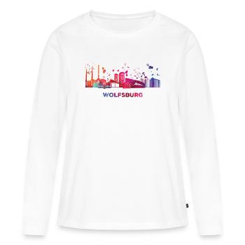 Wolfsburger Skyline Wolfsburg - Frauen Premium Bio Langarmshirt - Weiß - Vorne - Julia (174cm)
