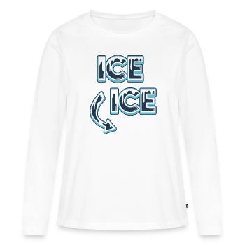 Annonce de grossesse - T-shirt manches longues Premium bio Femme - blanc - Devant - Julia (174cm)