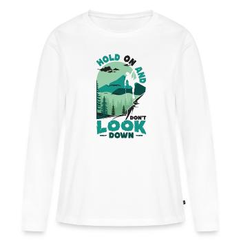 Ne regardez pas vers le bas Bloc, escalade. - T-shirt manches longues Premium bio Femme - blanc - Devant - Julia (174cm)