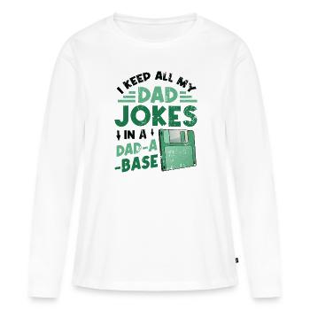 Ich behalte alle Witze meines Vaters. - Frauen Premium Bio Langarmshirt - Weiß - Vorne - Julia (174cm)