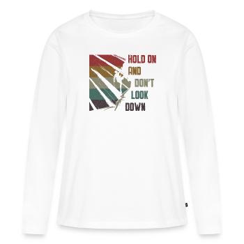 Ne regardez pas vers le bas Bloc, escalade. - T-shirt manches longues Premium bio Femme - blanc - Devant - Julia (174cm)