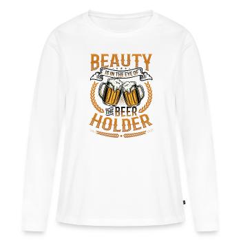 Drôle de buveur de bière - T-shirt manches longues Premium bio Femme - blanc - Devant - Julia (174cm)