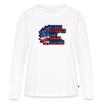 Stars Stripes et égalité - T-shirt manches longues Premium bio Femme - blanc - Devant - Julia (174cm)