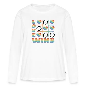 L’amour gagne, la Gay Pride LGBT. - T-shirt manches longues Premium bio Femme - blanc - Devant - Julia (174cm)