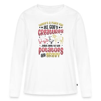 Créatures de Dieu - T-shirt manches longues Premium bio Femme - blanc - Devant - Julia (174cm)
