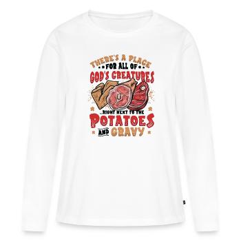 Fleischesser Grillen Fleischliebhaber - Frauen Premium Bio Langarmshirt - Weiß - Vorne - Julia (174cm)