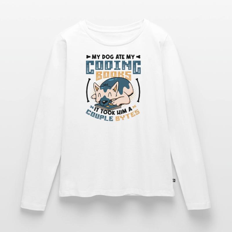 Hund Bytes Code Computer Scherz Programmierung Frauen Premium Bio Langarmshirt