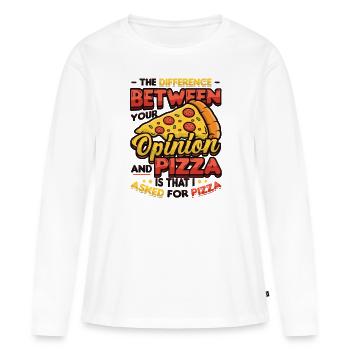 J’ai demandé une pizza. - T-shirt manches longues Premium bio Femme - blanc - Devant - Julia (174cm)