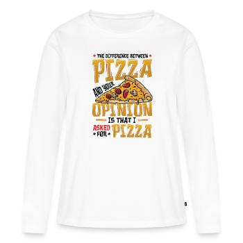 J’ai demandé une pizza. - T-shirt manches longues Premium bio Femme - blanc - Devant - Julia (174cm)