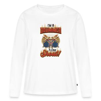 Je suis batteur, s’il vous plaît crier. - T-shirt manches longues Premium bio Femme - blanc - Devant - Julia (174cm)