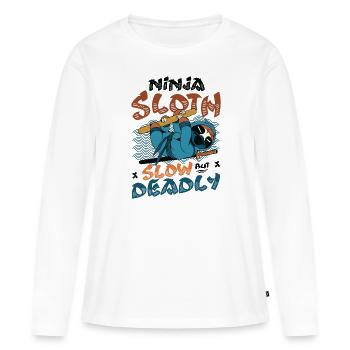 Ninja Sloth lent mais mortel - T-shirt manches longues Premium bio Femme - blanc - Devant - Julia (174cm)