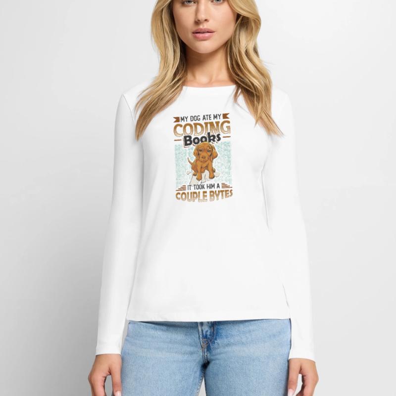 Hund Bytes Code Computer Witz Programmierung Frauen Premium Bio Langarmshirt