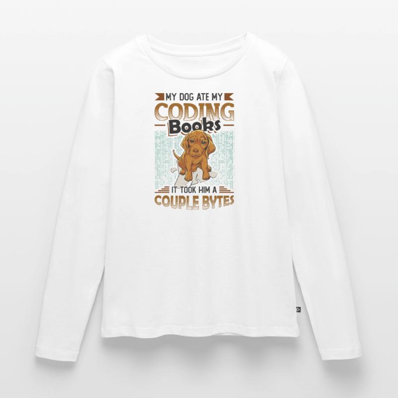 Dog Bytes Code Computer Joke Programmation T-shirt manches longues Premium bio Femme