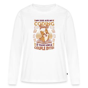 Hund Bytes Code Computer Witz Programmierung - Frauen Premium Bio Langarmshirt - Weiß - Vorne - Julia (174cm)