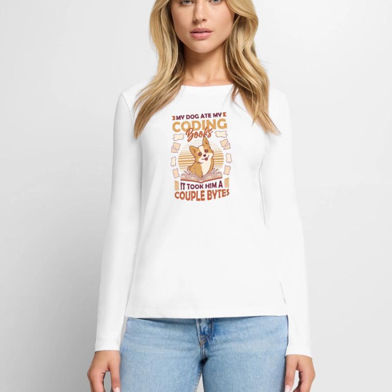 Hund Bytes Code Computer Witz Programmierung Frauen Premium Bio Langarmshirt