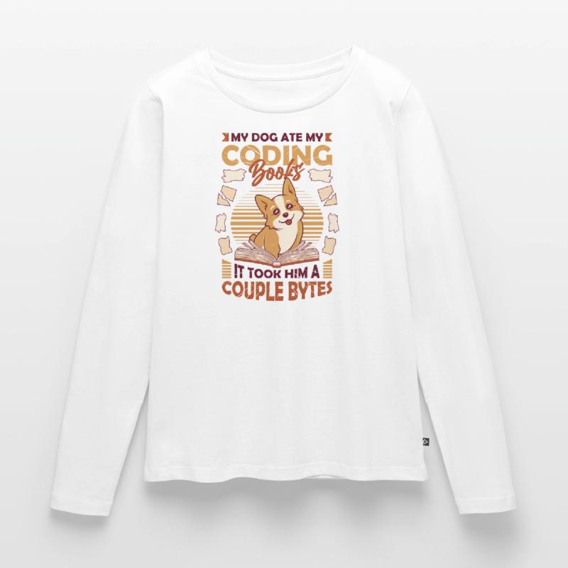 Dog Bytes Code Computer Joke Programmation T-shirt manches longues Premium bio Femme