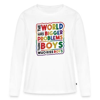 Größere Probleme Als Jungs, Die Jungs Küssen - Frauen Premium Bio Langarmshirt - Weiß - Vorne - Julia (174cm)
