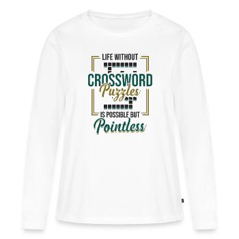 Amateurs de mots croisés, Mots croisés - T-shirt manches longues Premium bio Femme - blanc - Devant - Julia (174cm)