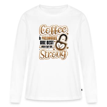 Café et mot de passe - T-shirt manches longues Premium bio Femme - blanc - Devant - Julia (174cm)