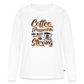 Café et mot de passe - T-shirt manches longues Premium bio Femme - blanc - Devant - Julia (174cm)