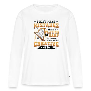 Joueur de harpe, joueur de harpe, harpe - T-shirt manches longues Premium bio Femme - blanc - Devant - Julia (174cm)