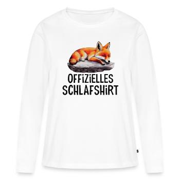 Fuchs Offizielles Schlafshirt Langschläfer Nacht - Frauen Premium Bio Langarmshirt - Weiß - Vorne - Julia (174cm)