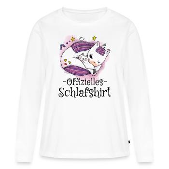 Einhorn Offizielles Schlafshirt Kinder Mädchen - Frauen Premium Bio Langarmshirt - Weiß - Vorne - Julia (174cm)