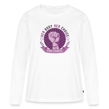 Son corps, son choix, les droits des femmes Pro Choice - T-shirt manches longues Premium bio Femme - blanc - Devant - Julia (174cm)
