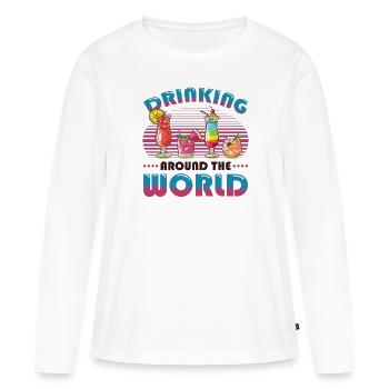 Weltreise Trinken Rund Um Die Welt - Frauen Premium Bio Langarmshirt - Weiß - Vorne - Julia (174cm)