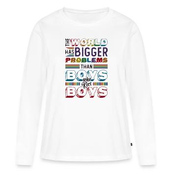 Größere Probleme Als Jungs, Die Jungs Küssen - Frauen Premium Bio Langarmshirt - Weiß - Vorne - Julia (174cm)