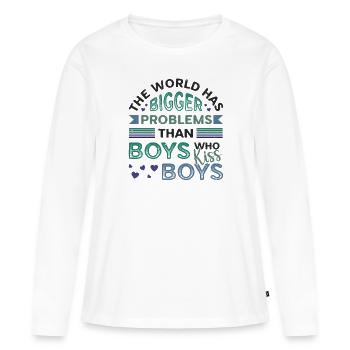 Größere Probleme Als Jungs, Die Jungs Küssen - Frauen Premium Bio Langarmshirt - Weiß - Vorne - Julia (174cm)