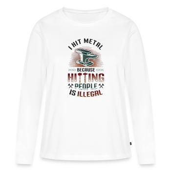 Hit Metal, Forgeron - T-shirt manches longues Premium bio Femme - blanc - Devant - Julia (174cm)
