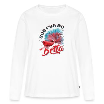 Détention de poisson betta - T-shirt manches longues Premium bio Femme - blanc - Devant - Julia (174cm)