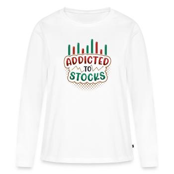 Accro aux actions, marché boursier baissier haussier - T-shirt manches longues Premium bio Femme - blanc - Devant - Julia (174cm)