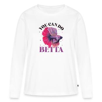 Détention de poisson betta - T-shirt manches longues Premium bio Femme - blanc - Devant - Julia (174cm)