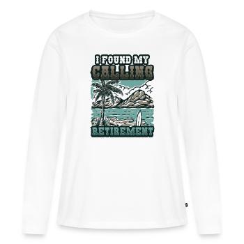 J’ai trouvé ma vocation, la retraite - T-shirt manches longues Premium bio Femme - blanc - Devant - Julia (174cm)