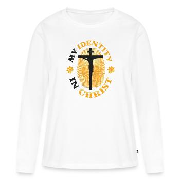 Mon identité en Christ, le christianisme - T-shirt manches longues Premium bio Femme - blanc - Devant - Julia (174cm)