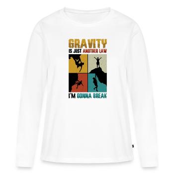 Bloc anti-gravité, escalade - T-shirt manches longues Premium bio Femme - blanc - Devant - Julia (174cm)