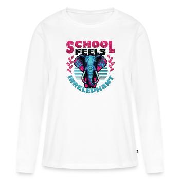 L’école se sent Irrelephant, anti-école - T-shirt manches longues Premium bio Femme - blanc - Devant - Julia (174cm)