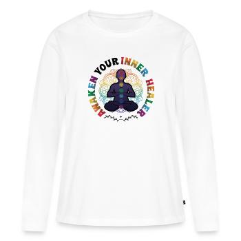 Éveillez votre guérisseur intérieur, Reiki Spirituel - T-shirt manches longues Premium bio Femme - blanc - Devant - Julia (174cm)