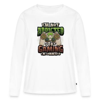 Je ne suis pas accro aux jeux d’argent, je suis un joueur - T-shirt manches longues Premium bio Femme - blanc - Devant - Julia (174cm)