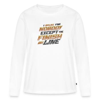 Je ne freine pour personne sauf la ligne d’arrivée - T-shirt manches longues Premium bio Femme - blanc - Devant - Julia (174cm)