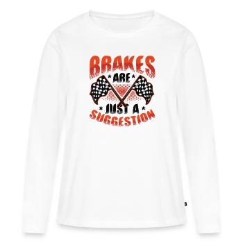 Les freins ne sont qu’une suggestion, Racing Checkered - T-shirt manches longues Premium bio Femme - blanc - Devant - Julia (174cm)