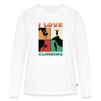 Ich Liebe Klettern, Felsklettern - Frauen Premium Bio Langarmshirt - Weiß - Vorne - Julia (174cm)