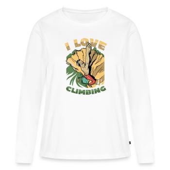 Ich Liebe Klettern, Felsklettern - Frauen Premium Bio Langarmshirt - Weiß - Vorne - Julia (174cm)