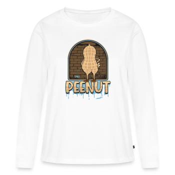 Peenut, drôle de cacahuète qui fait - T-shirt manches longues Premium bio Femme - blanc - Devant - Julia (174cm)