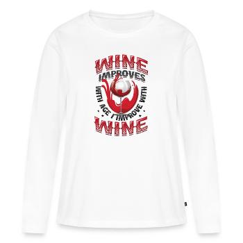 Le vin s’améliore avec l’âge - T-shirt manches longues Premium bio Femme - blanc - Devant - Julia (174cm)