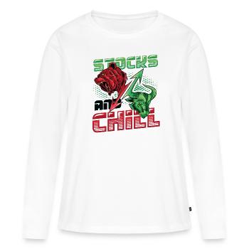 Actions et refroidir, acheter - T-shirt manches longues Premium bio Femme - blanc - Devant - Julia (174cm)