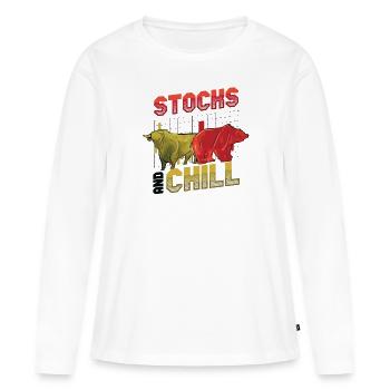Actions et refroidir, acheter - T-shirt manches longues Premium bio Femme - blanc - Devant - Julia (174cm)