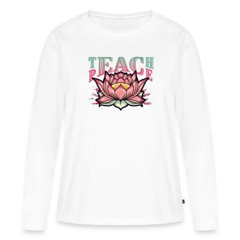 Enseigner la paix - T-shirt manches longues Premium bio Femme - blanc - Devant - Julia (174cm)
